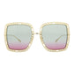 Square-Metal Frame Sunglasses