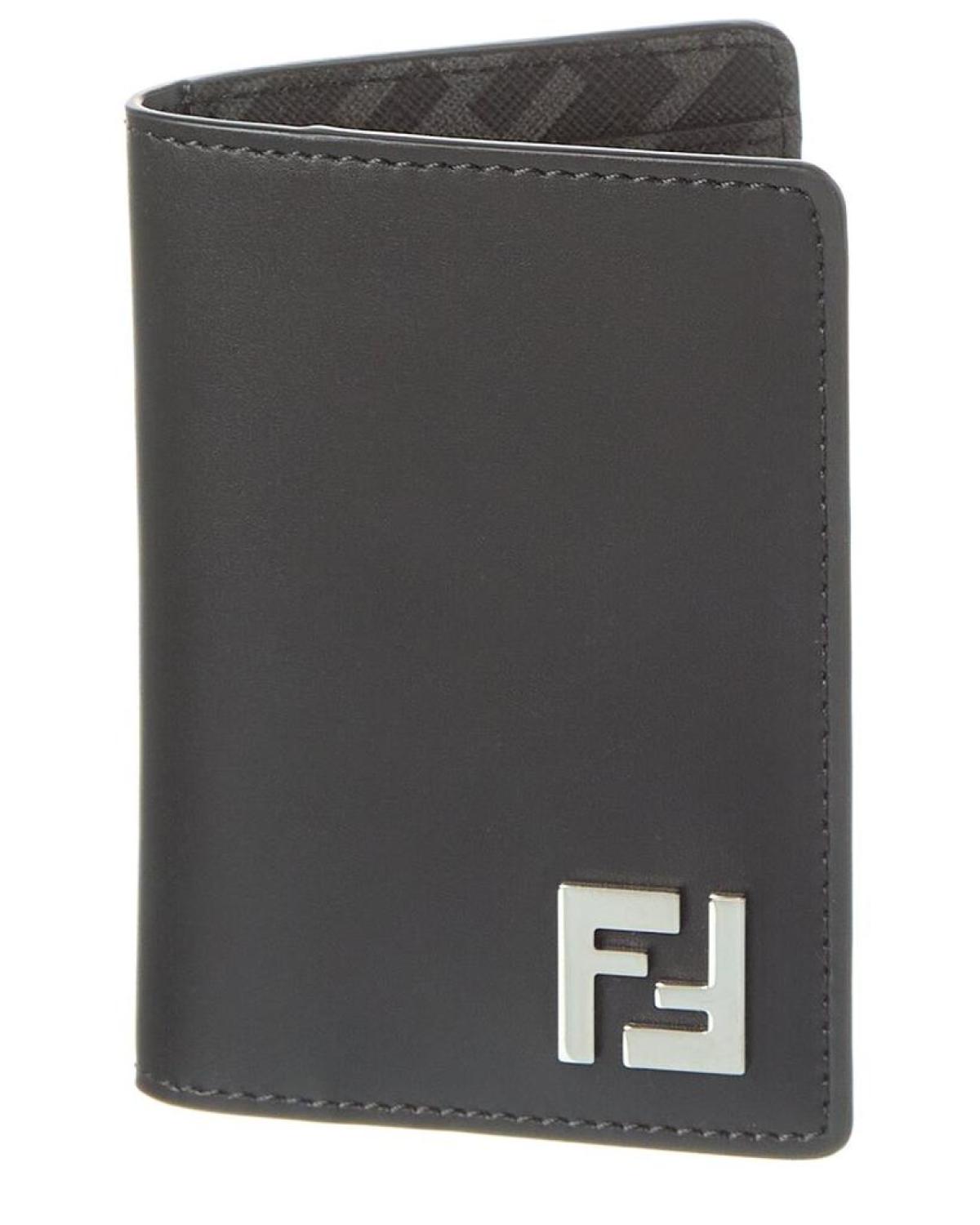 FENDI FF Squared Leather Card Holder