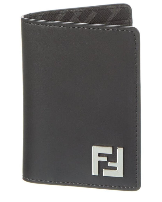 FENDI FF Squared Leather Card Holder