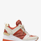 Georgie Animal Print Logo and Leather Trainer
