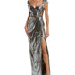 Marchesa Notte Metallic Column Gown