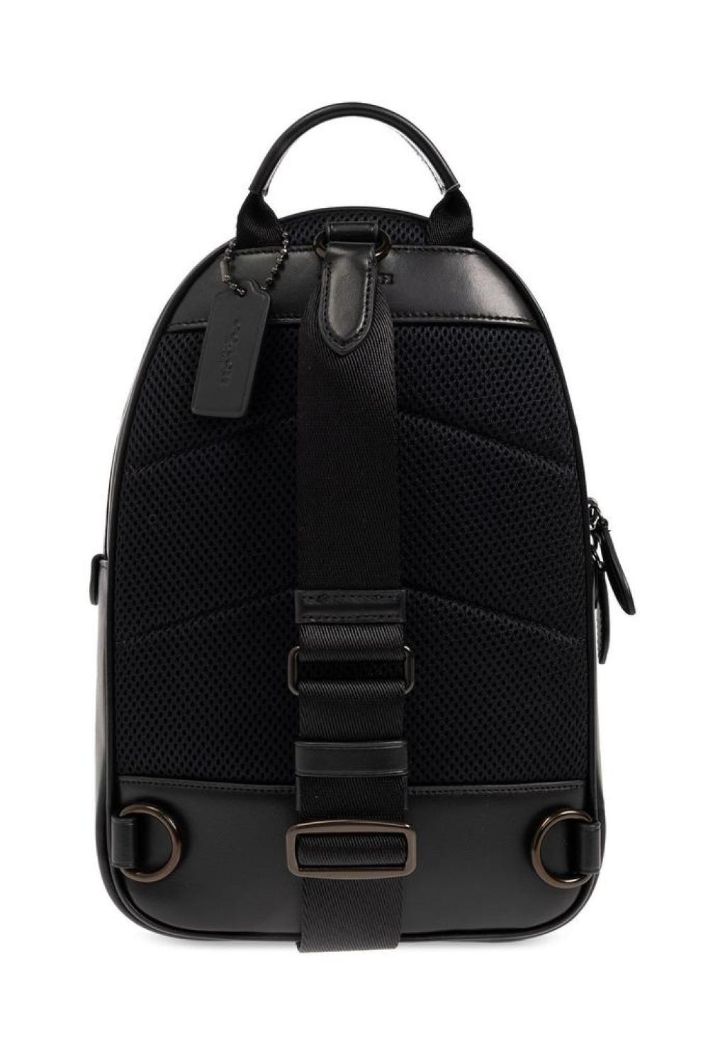 coach backpack with logo men's black Coach Charter Logo Monogram Backpack