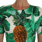 Dolce & Gabbana A-Line Banana Leaf Pineapple Crystal Dress
