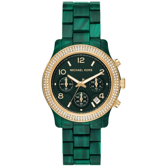 Women's Runway Quartz Chronograph Malachite Green Acetate Watch 38mm