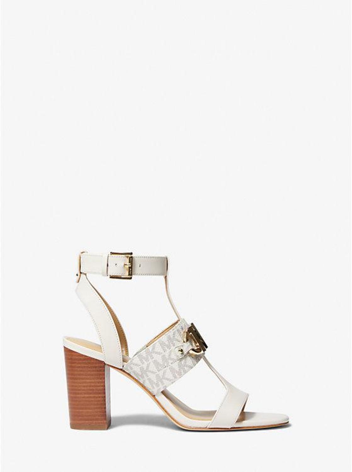 Izzy Embellished Logo and Leather Sandal