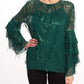 Sequin Fringe Top In Glitter Pine