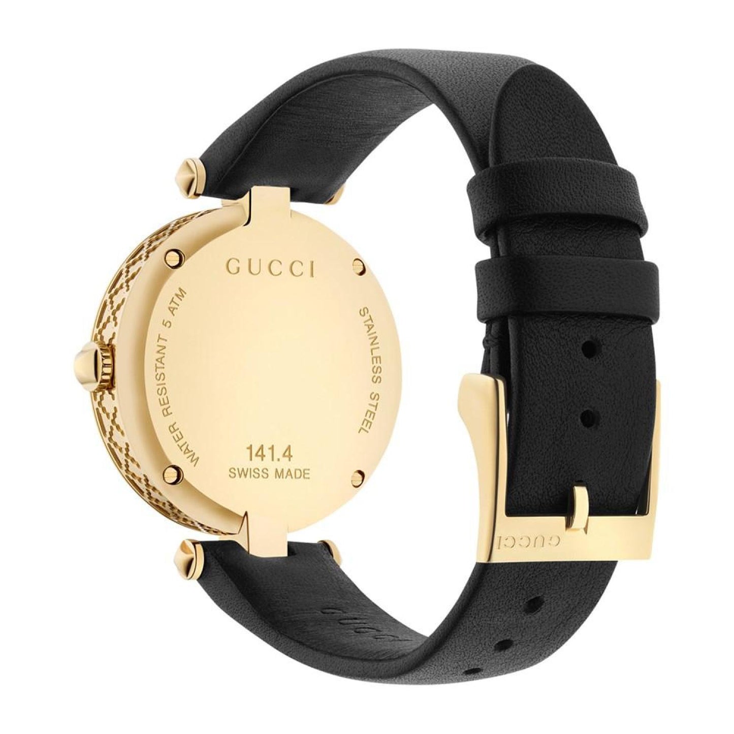Women's Swiss Diamantissima Black Leather Strap Watch 32mm YA141404