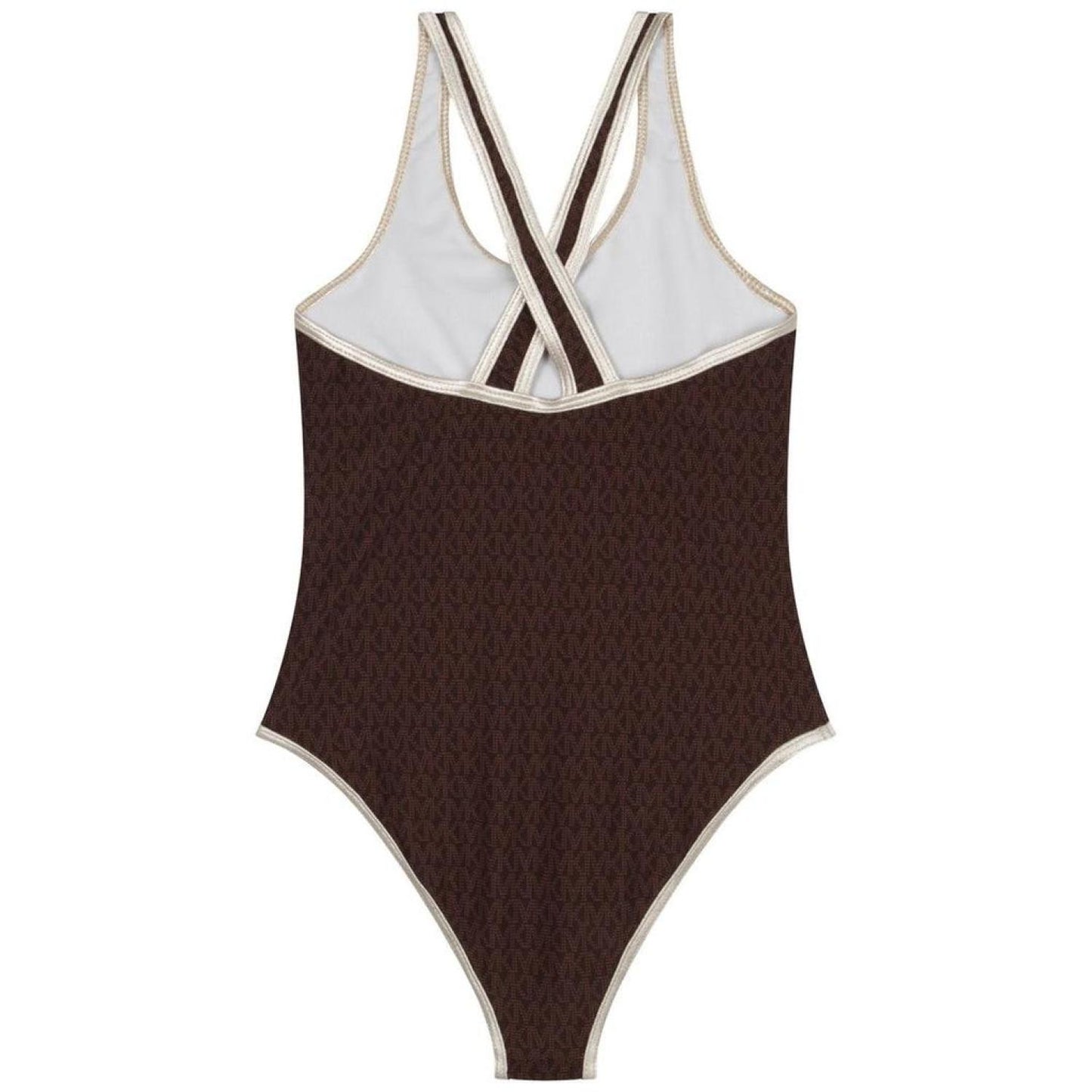 Brown Monogram-Print Sleeveless Swimsuit