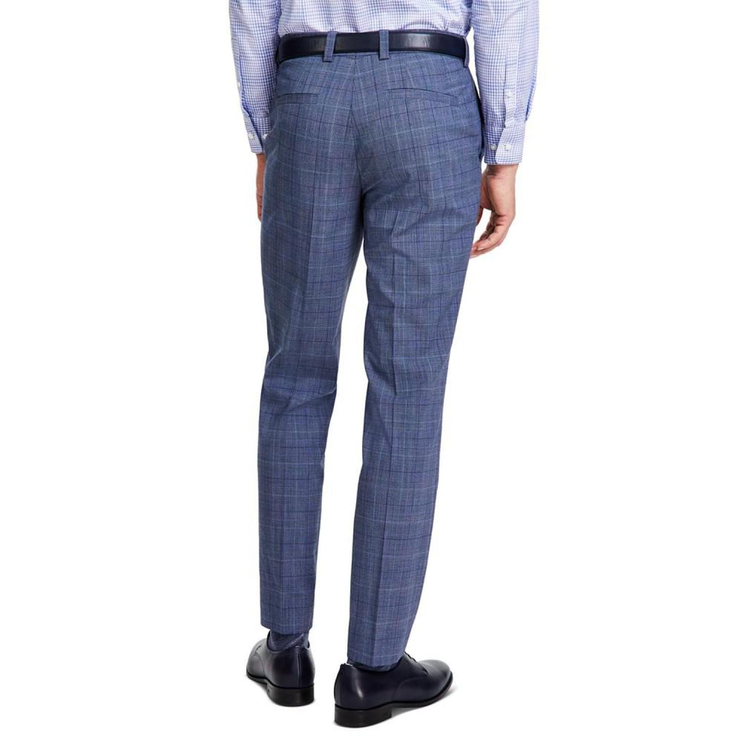 Men's Modern-Fit Plaid Wool Blend Suit Trousers