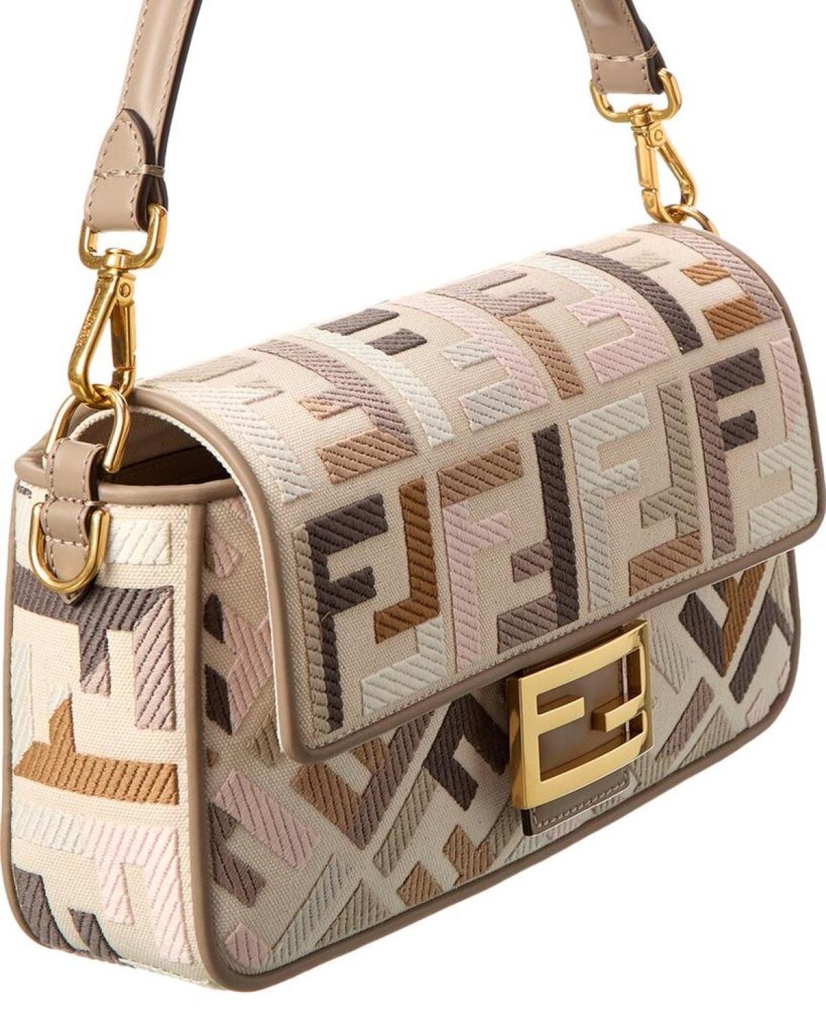 FENDI Baguette Canvas Shoulder Bag