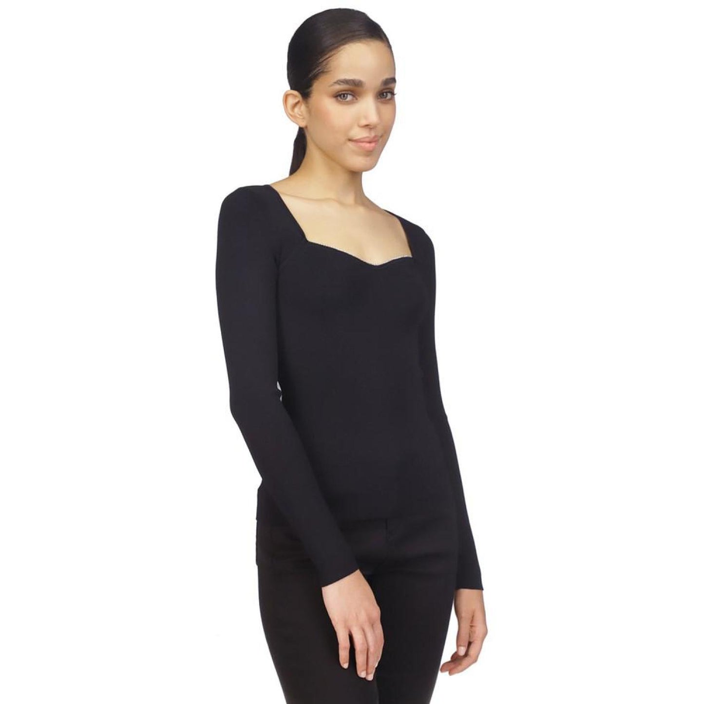 Women's Rhinestone Sweetheart-Neck Top