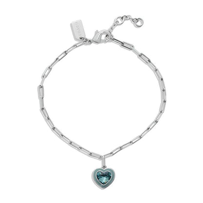 Faux Stone Crystal Heart Charm Bracelet