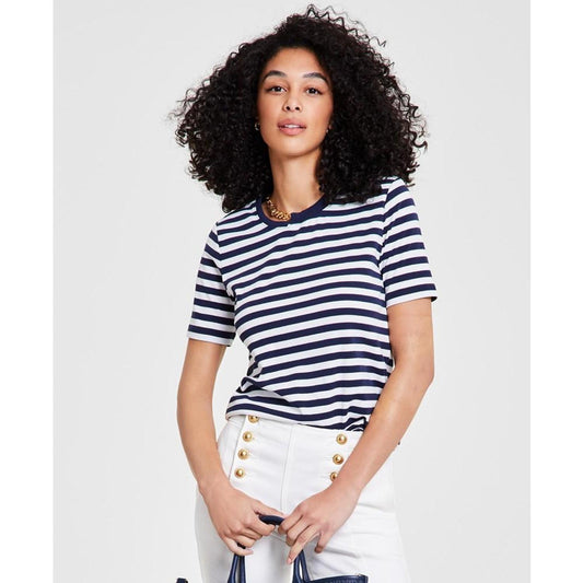 Women's Striped Chain-Neck T-Shirt, Regular & Petite
