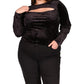 Plus Size Velvet Cutout Long Sleeve Top