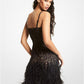 Feather Embellished Corded Lace Dress