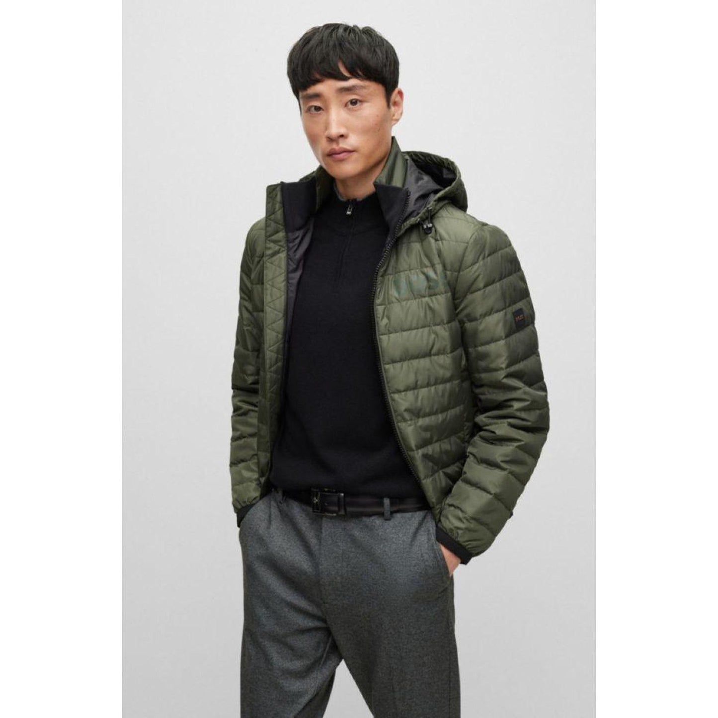 Water-repellent padded jacket with tonal logo