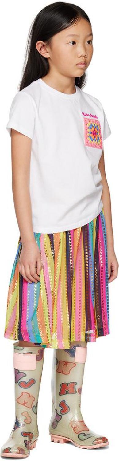 Kids White Crochet Pocket T-Shirt