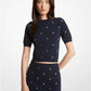 Grommet-Embellished Stretch Viscose Sweater