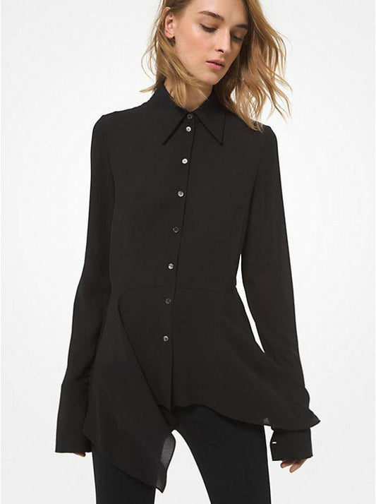 Silk Georgette Asymmetric Peplum Blouse