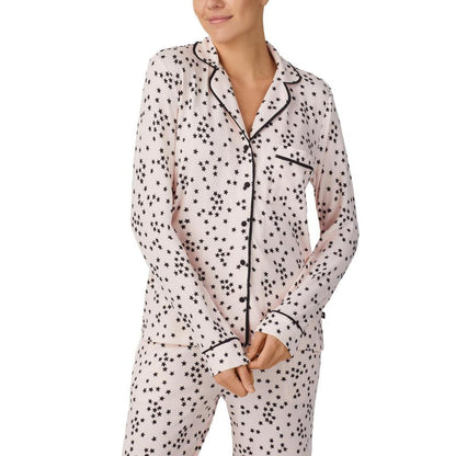Long Sleeve Sweater Knit Notch Collar PJ Set