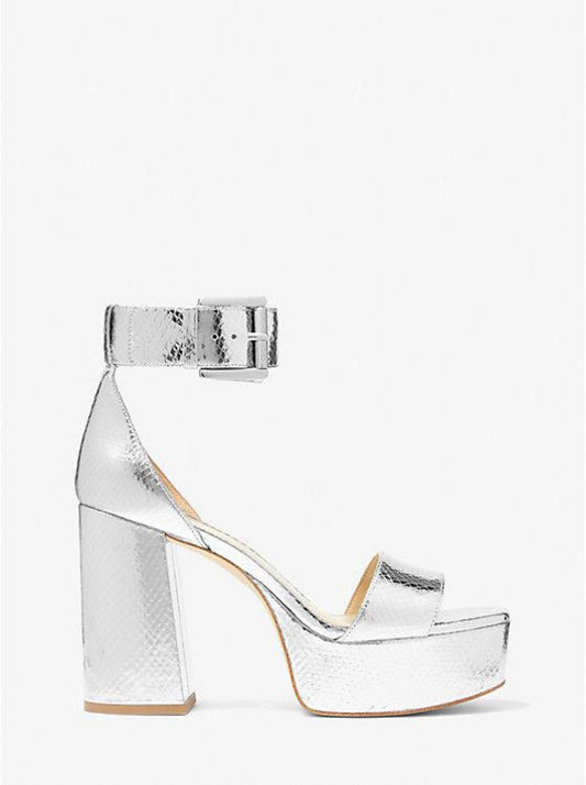 Tara Metallic Snake Embossed Leather Platform Sandal