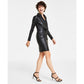 Women's Surplice-Neck Faux-Leather Dress