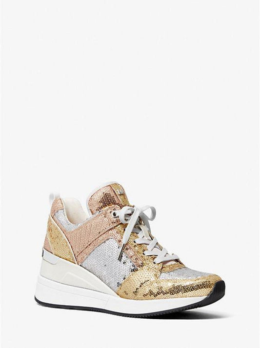 Georgie Color-Block Sequined Canvas Trainer