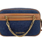 Michael Kors Jet Set Large East West Indigo blue Zip Chain Crossbody Bag Women's Purse