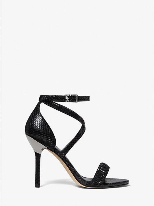 Astrid Embellished Snake Embossed Leather Sandal