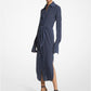 Striped Organic Silk Crepe De Chine Tie-Front Shirtdress