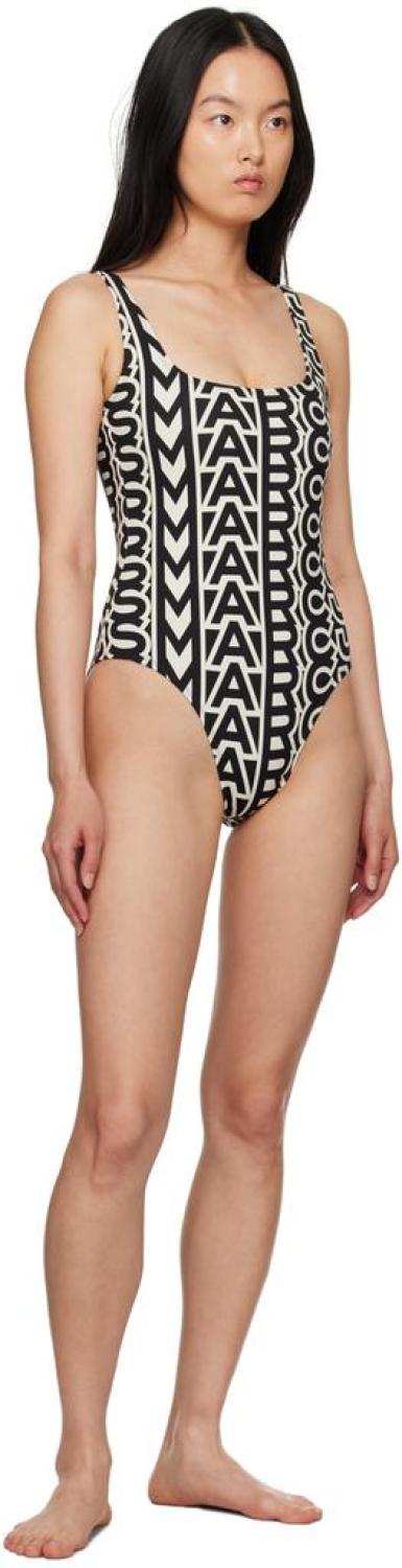 Black & Beige 'The Monogram One-Piece Swimsuit' Swimsuit