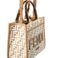 FENDI Sunshine Small Raffia & Leather Tote