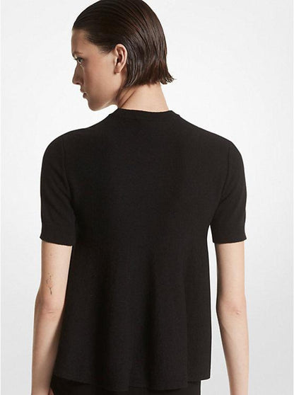 Cashmere Short-Sleeve Baby Doll Top