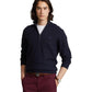Mesh-Knit Cotton 1/4 Zip Sweater