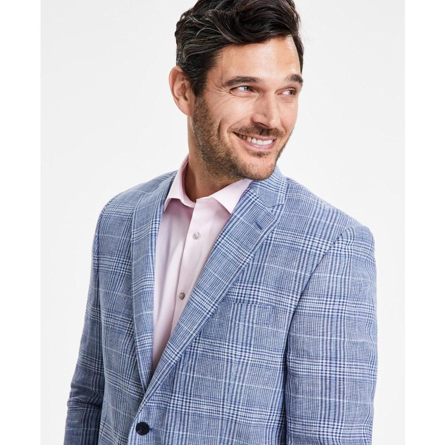Men's Classic-Fit Linen Plaid Sport Coat