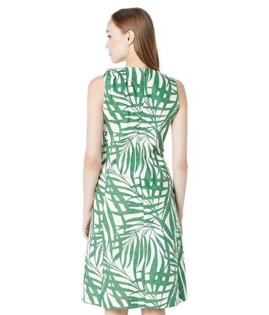 Palm Fronds Knot Shoulder Dress