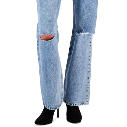 Women's Ripped Light-Wash High-Rise Denim Jeans