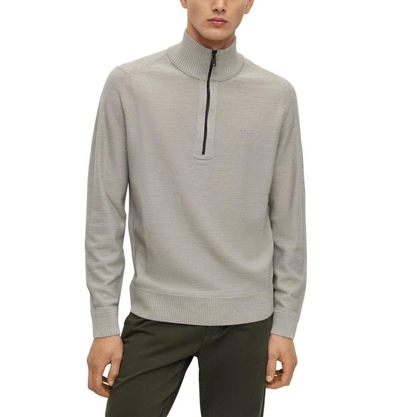 Men's Zip-Neck Logo Detail Sweater
