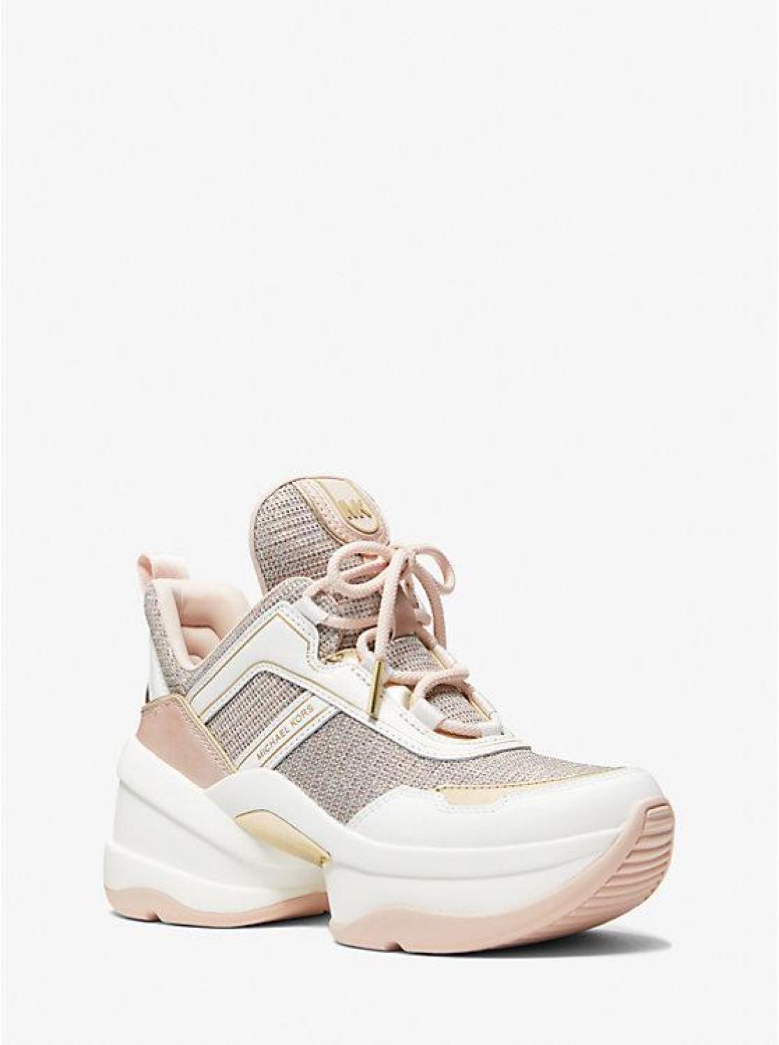 Olympia Glitter Chain-Mesh and Leather Trainer
