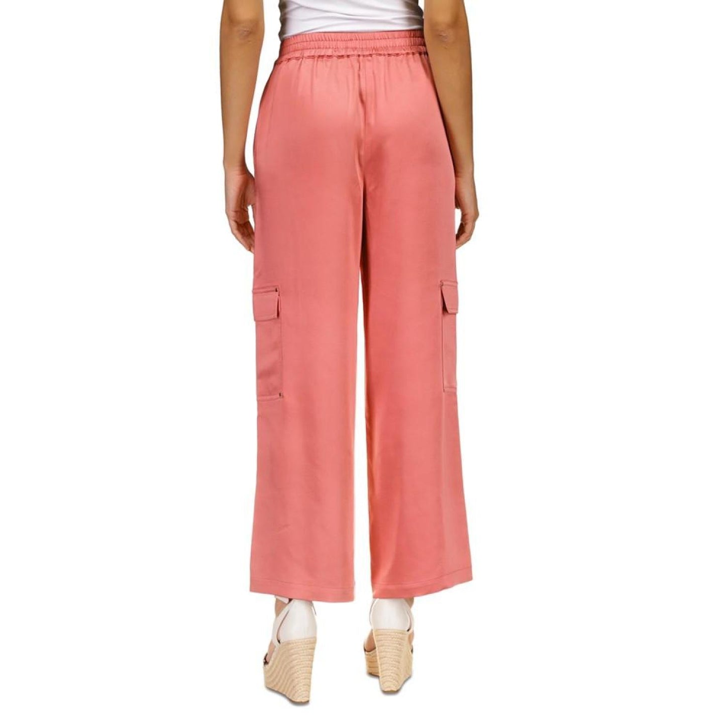 Petite Solid Satin Cargo Pants