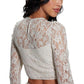 Women's Ariel Lace Twist-Front Long-Sleeve Cropped Top
