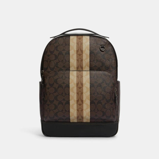 Coach Outlet Graham Backpack In Blocked Signature Canvas With Varsity Stripe