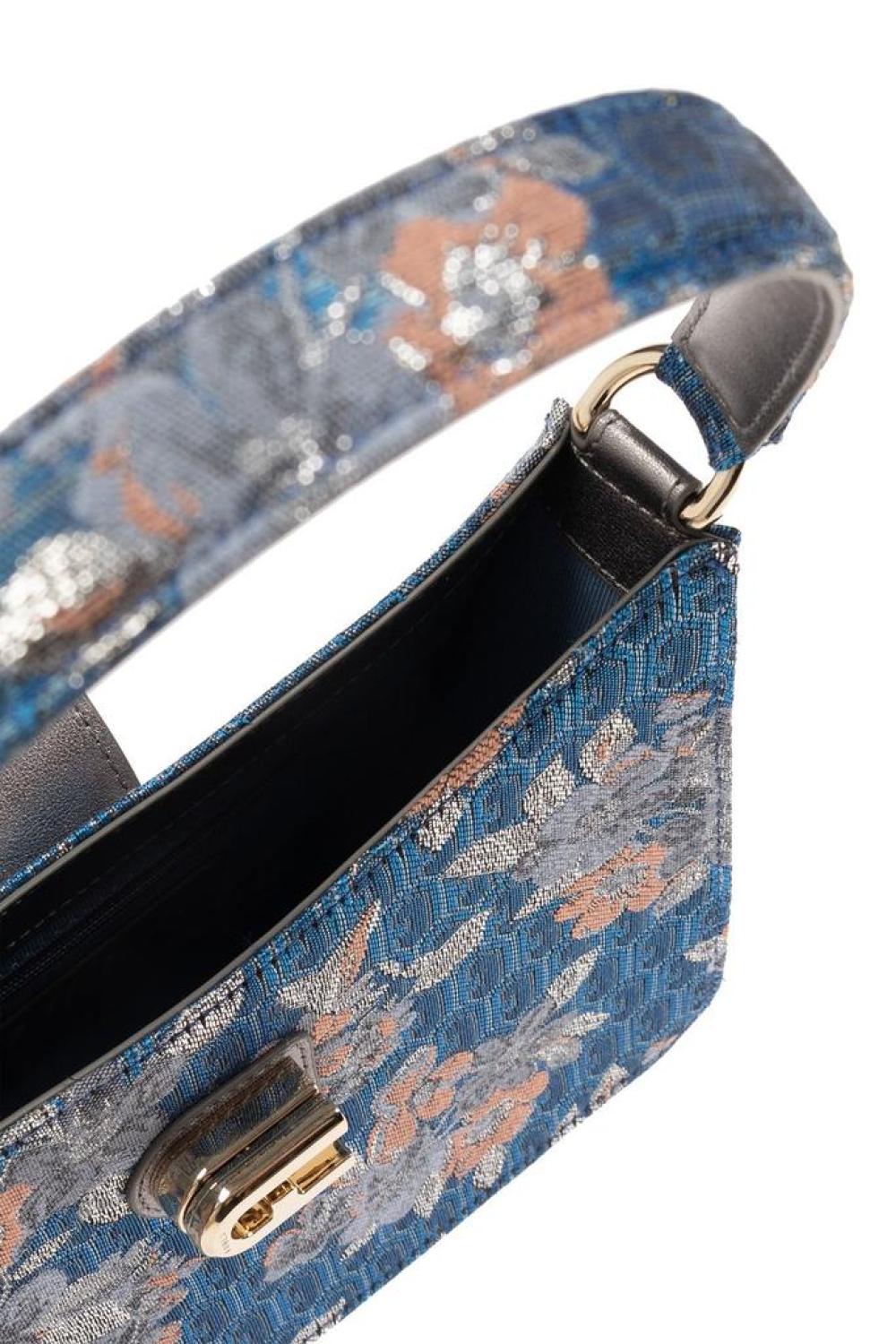 Furla Floral Patterned Logo Engraved Tote Bag
