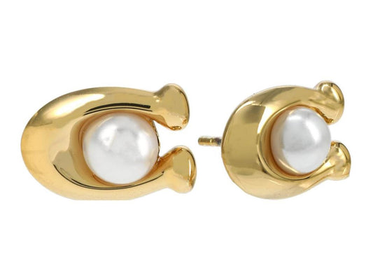 Pearl C Stud Earrings