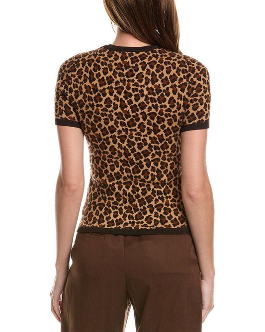 Michael Kors Collection Leopard Cashmere T-Shirt