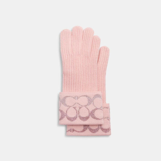 Coach Outlet Signature Metallic Knit Gloves