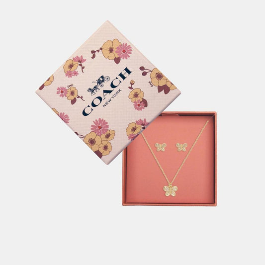 Coach Outlet Pavé Butterfly Earrings And Necklace Set