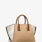 Avril Large Color-Block Pebbled Leather Top-Zip Satchel