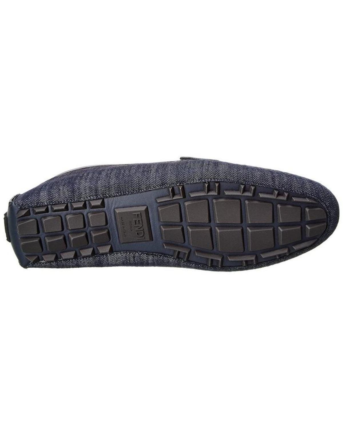 FENDI O'Lock Denim & Leather Driver