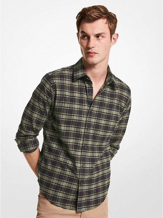 Slim-Fit Plaid Cotton Flannel Shirt